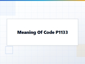 How to Fix P1133 Code Error